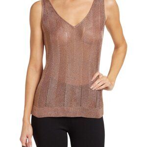 REISS Rose Gold Metallic Knit Tank Top Small Shimmer Holiday Party NWT Designer